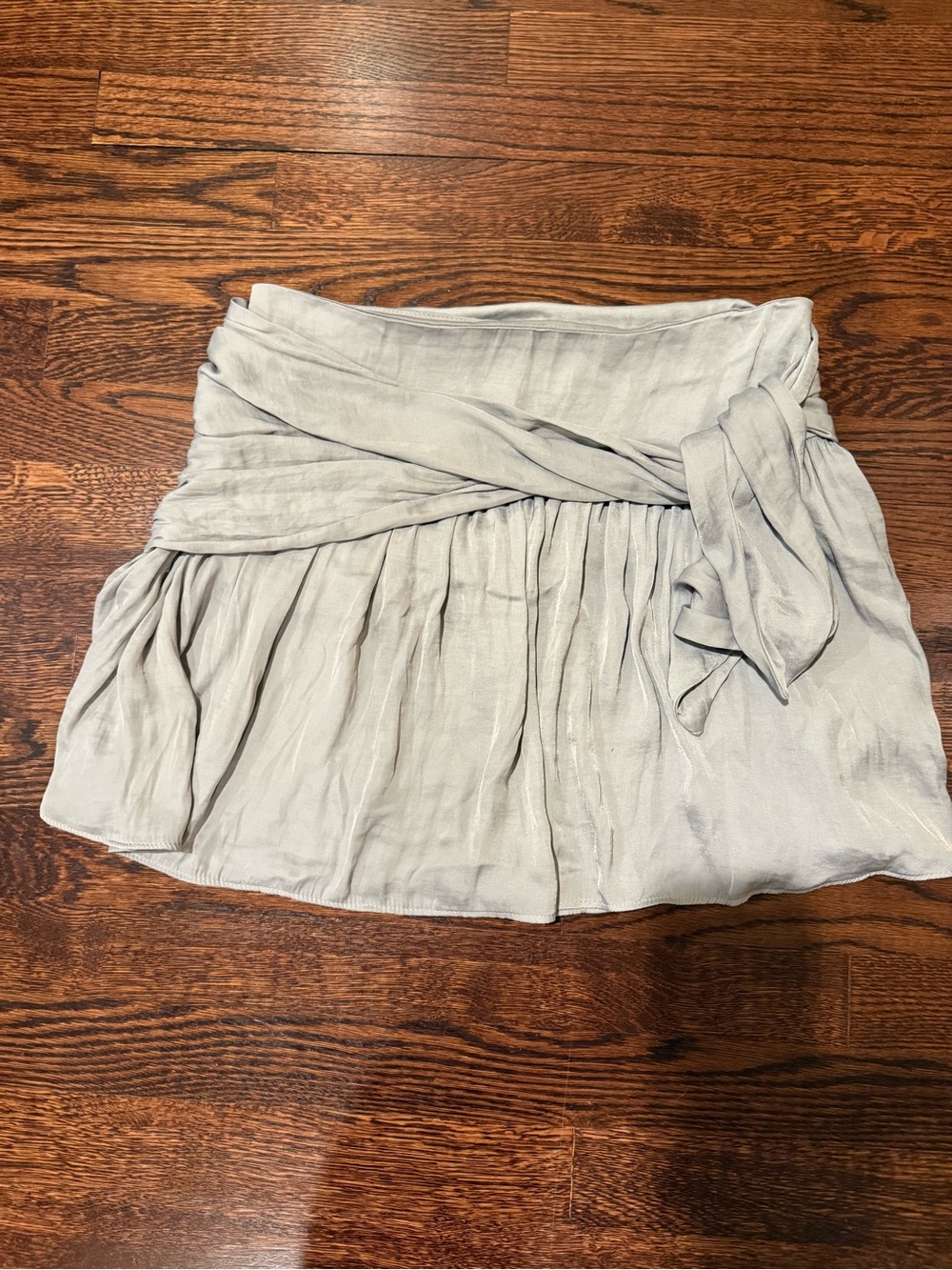H&M Light Gray Mini Wrap Skirt with Waist Tie
